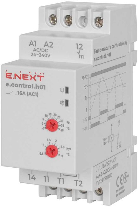 Przekaźnik kontroli temperatury e.control.h01 16A AC/DC