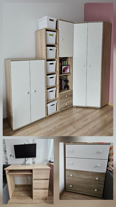 Meble dziecięce młodzieżowe dąb sonoma szafa narożna rogowa