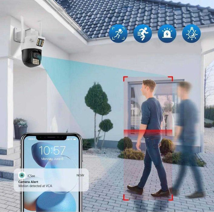 Камера відеонагляду ICSEE WIFI IP з функцієї слідкування поворотна 6МП