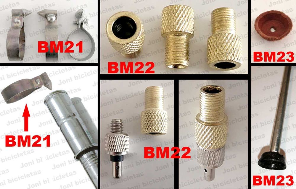 Bombas de ar, válvulas e acessórios p/ bicicleta