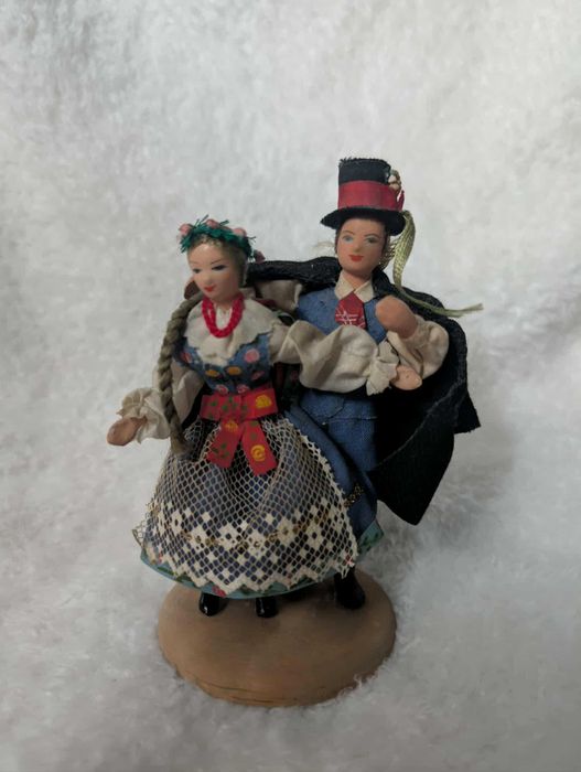 Para lalek w strojach ludowych Cepelia figurka folk vintage