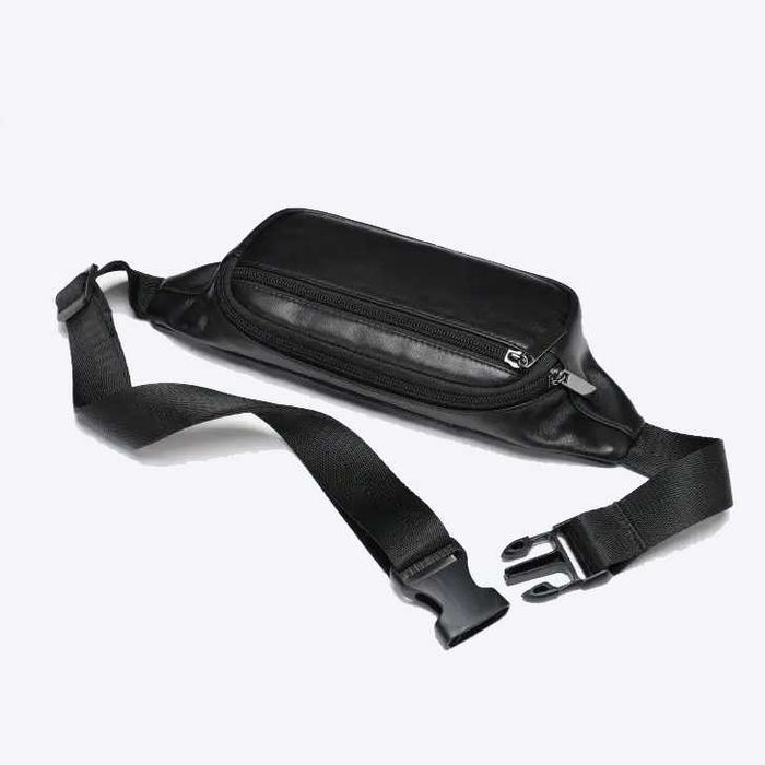 Шкіряна міні бананка чоловіча сумка з натуральної італійської шкіри