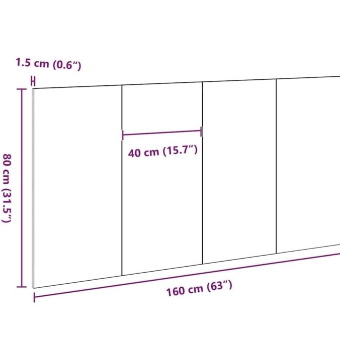 Cabeceira de cama preta 160 cm x 80 cm x 1.5 cm