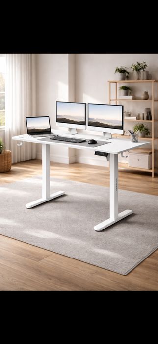Nowe Biurko Elektryczne Regulowane Gamingowe białe Biura Nowoczesne
