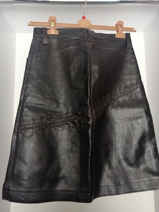 Spódnica ciepła jesienna zimowa skórzana