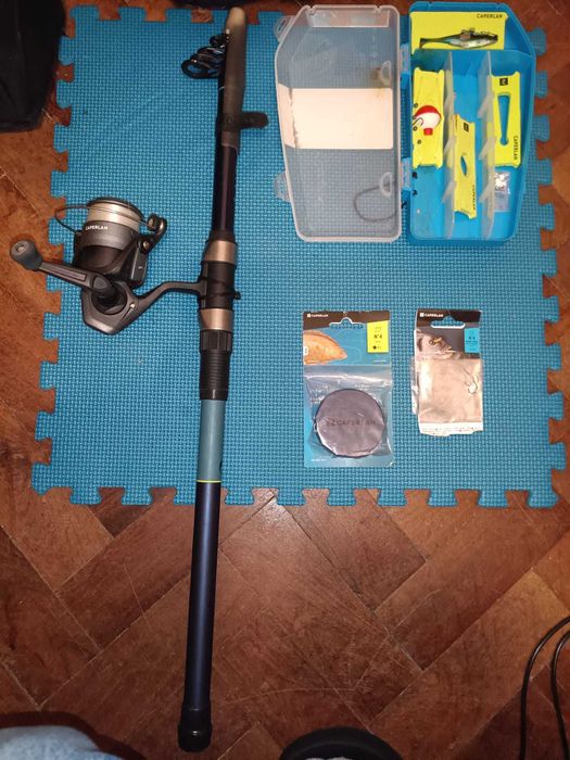 Vara de pesca + kit de anzóis e acessórios
