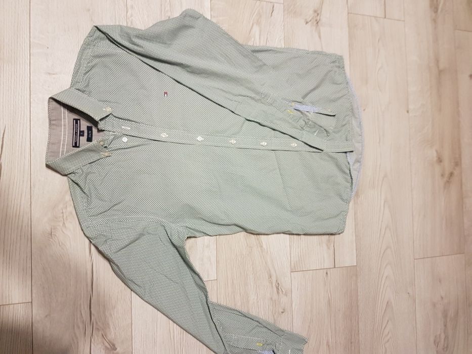 Koszula jak nowa Tommy Hilfiger biało zielona, r. S