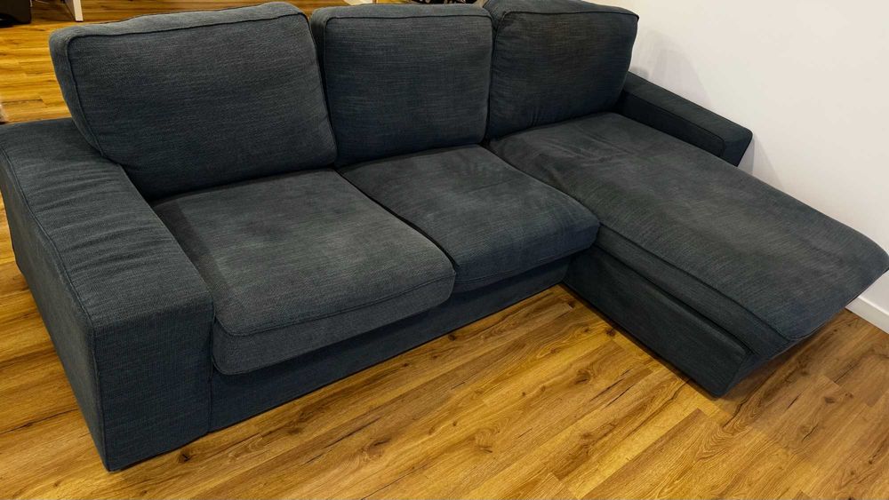 KIVIK Sofá 3 lugares c/chaise longue, Gunnared azul · Usado