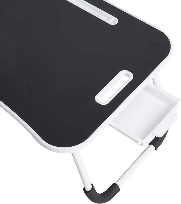 Stolik pod laptopa z szufladą, czarny - stolik pod łóżko, składany