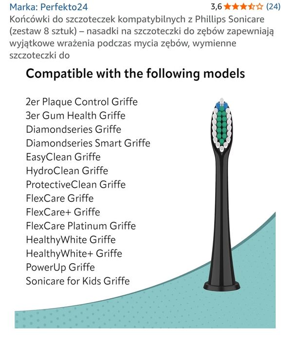Końcówka szczoteczki sonicznej 6szt.
