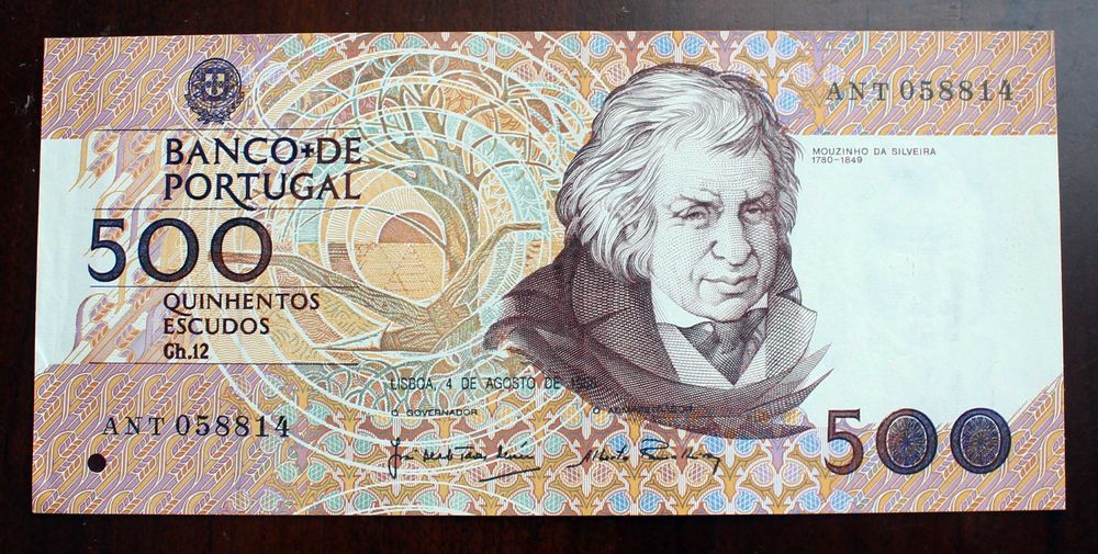 5 Notas de Escudos do ano de 1964 a 1989