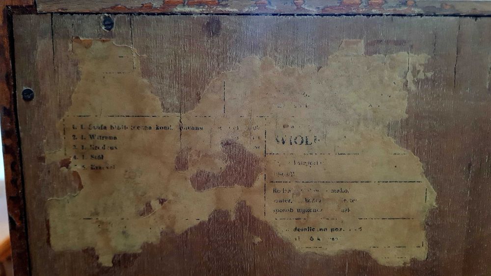 Duża witryna PRL „Violetta” – oryginał z epoki, lata 60/70 (182 cm)