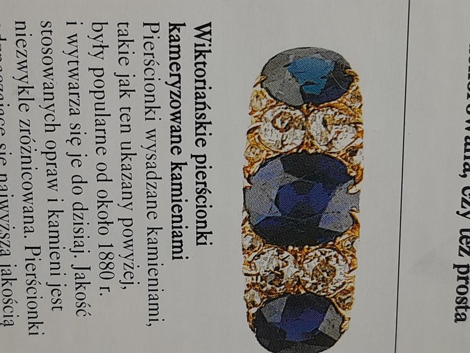 R.15 Zaręczynowy Pierścionek Antyk Szafiry Diamenty Złoto 585 WYCENA