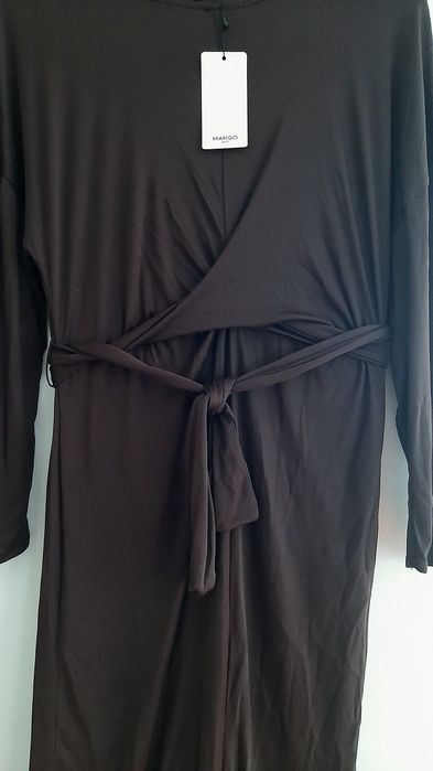Vestido castanho, Tam. S, Mango