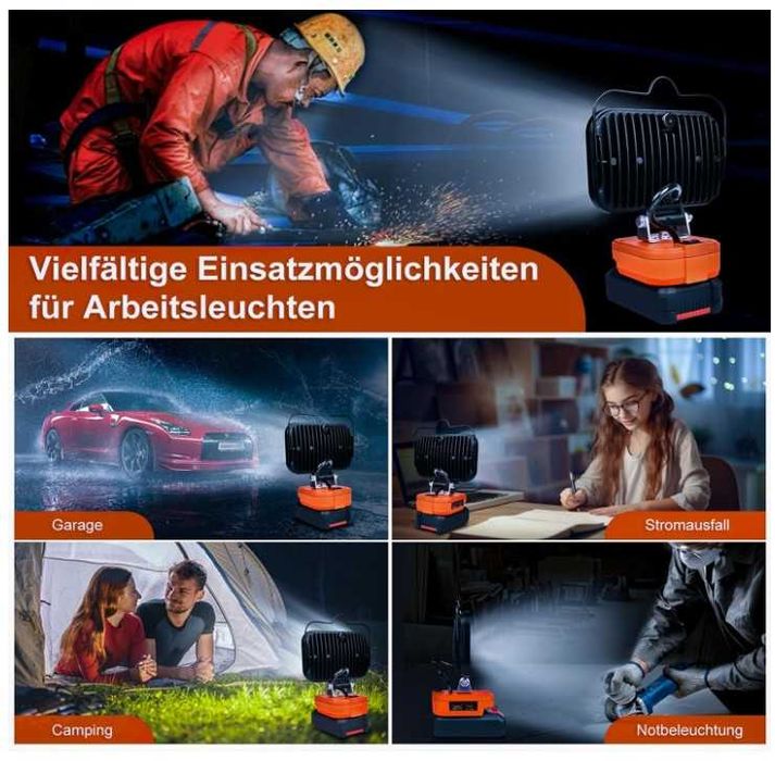 Bezprzewodowa lampa robocza pod akumulator Einhell 80W 8000lm 2 tryby