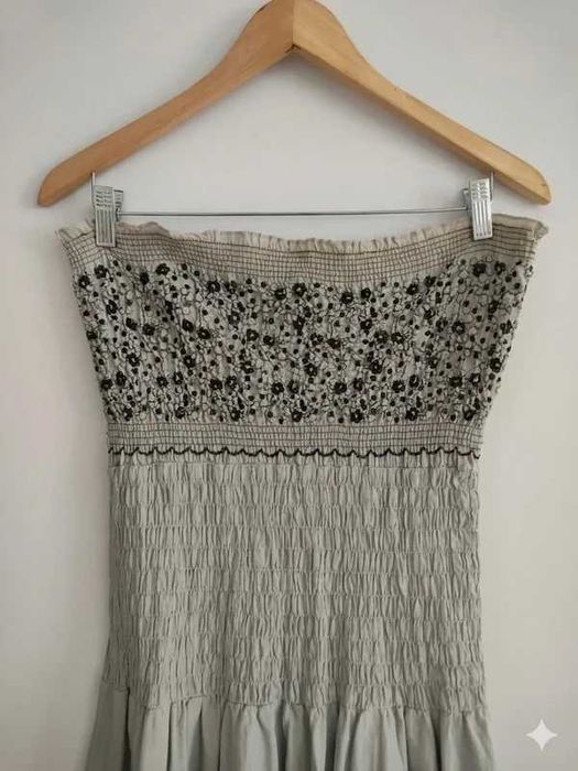 Vestido de Verão Cai-Cai Cinza e Preto – Estilo Boho (Tam. M)