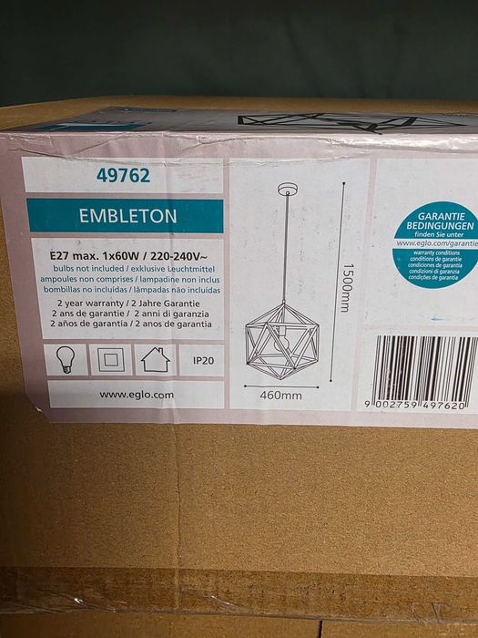 Lampa wisząca w kształcie rombu w stylu vintage Eglo Embleton