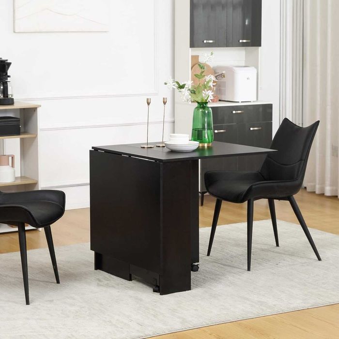 Mesa extensível dobrável de cozinha, de jantar, de apoio preta  140x75