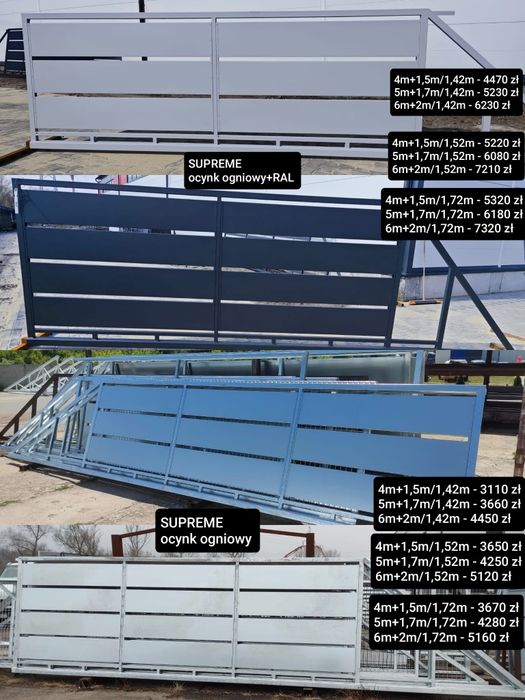 Brama przesuwna panel z blachy 4mx1,42m, ocynk ogniowy+RAL, inne