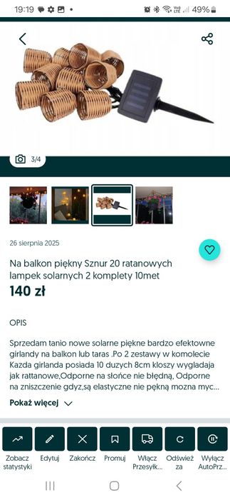 Okazja 2 ostatnie zestawy po 10 kloszy solarne ratanowe lampki