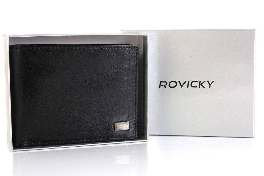 skórzany portfel męski z ochroną kart rfid protect - rovicky