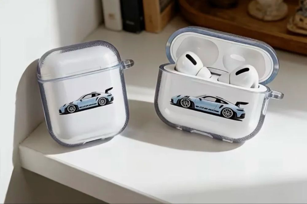 Прозорі чохли для AirPods з принтом спорткара