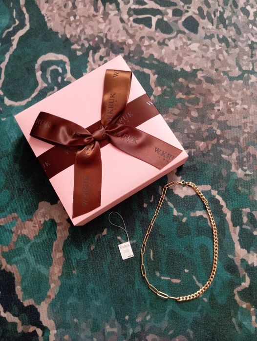 Naszyjnik łańcuszek złoty W. Kruk paper clip 585 nowy pancerka ankier