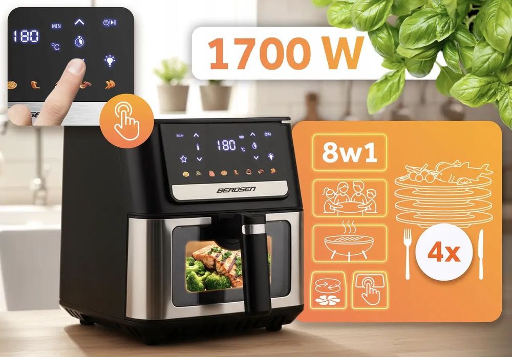 Безмасляна фритюрниця / Аерогриль Berdsen Air Fryer 6.5 л, 1700 Вт