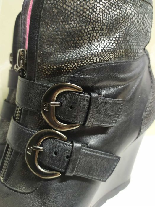 Botins cunha, couro/pele genuína, ana sousa,  tam. 37