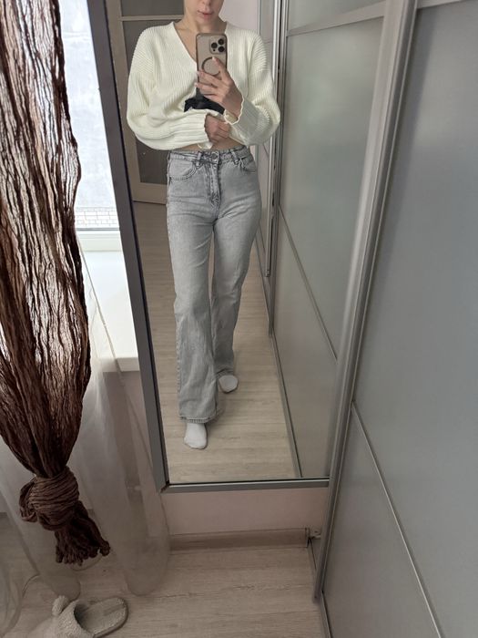 Джинсы прямые светло серые