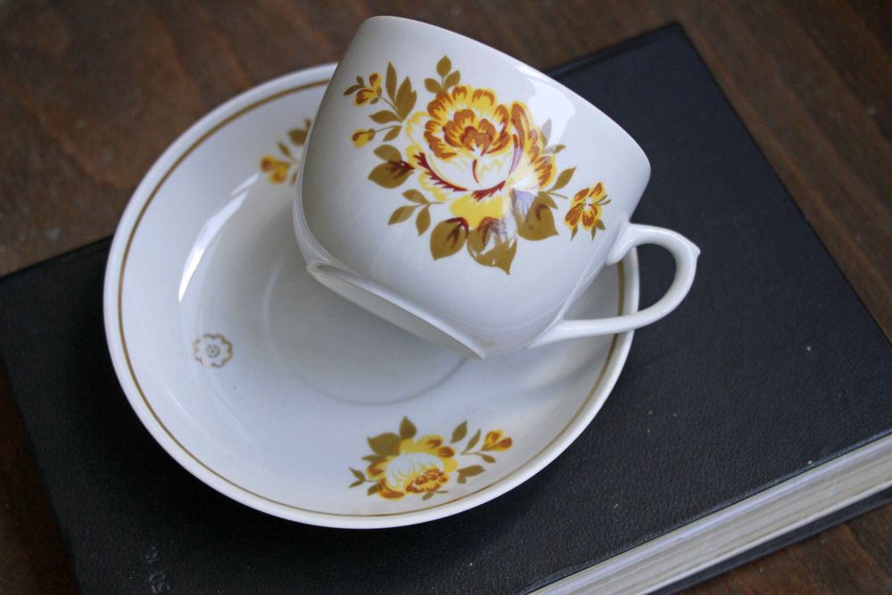 Чайная пара полонное, чашка Киев, молочник Рига, Довбыш,