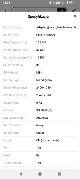 Smartfon 5G CUBOT 11