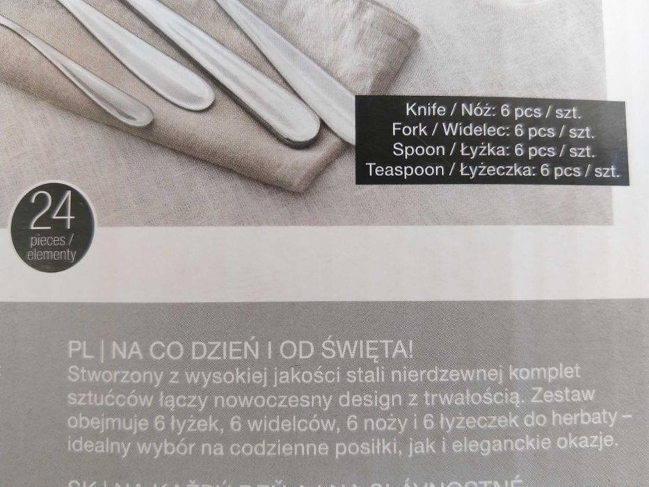 NOWY Zestaw Stołowy 24 szt Sztućce Komplet Sztućców Cutlery SMUKEE