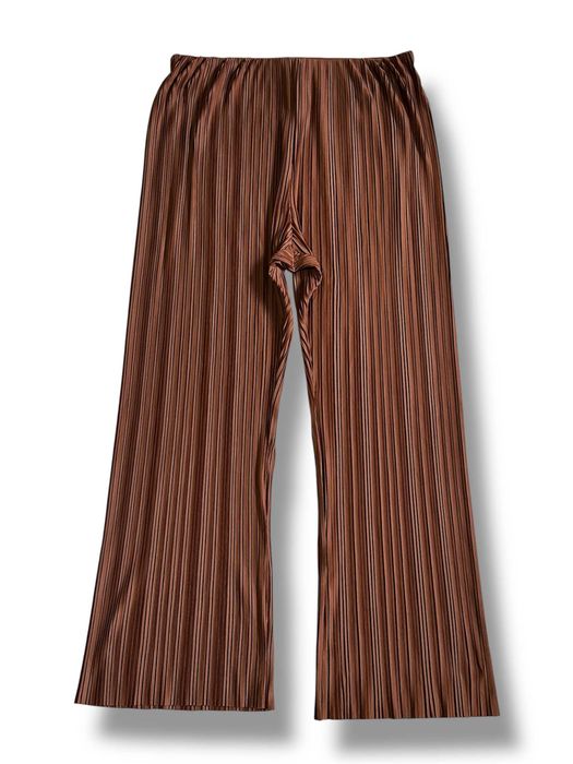 CALVIN KLEIN Spodnie Damskie Plisowane Szerokie Nogawki Brązowe M L