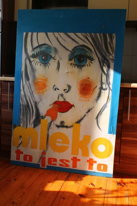 Mleko to jest to! PRL 150x100cm olejny Unikat 1974r