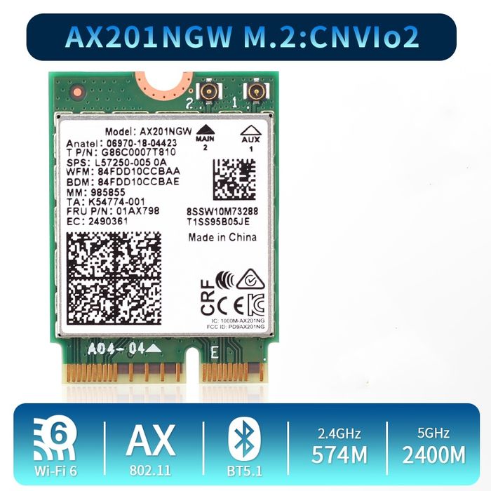 Wi-Fi адаптер для ноутбука Intel AX201. WiFi 6 GHz. Wi-Fi 6 AX