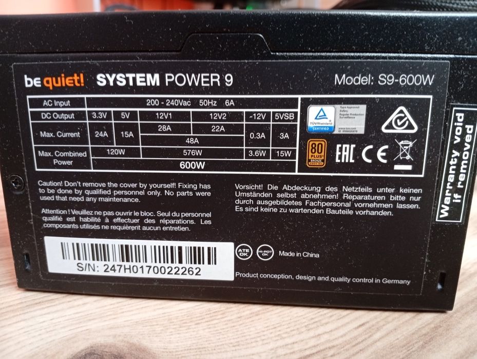 Zasilacz BeQuaiet 600W system power 9 80 bronz