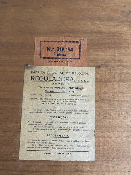 Relogio de Parede  Reguladora 1955