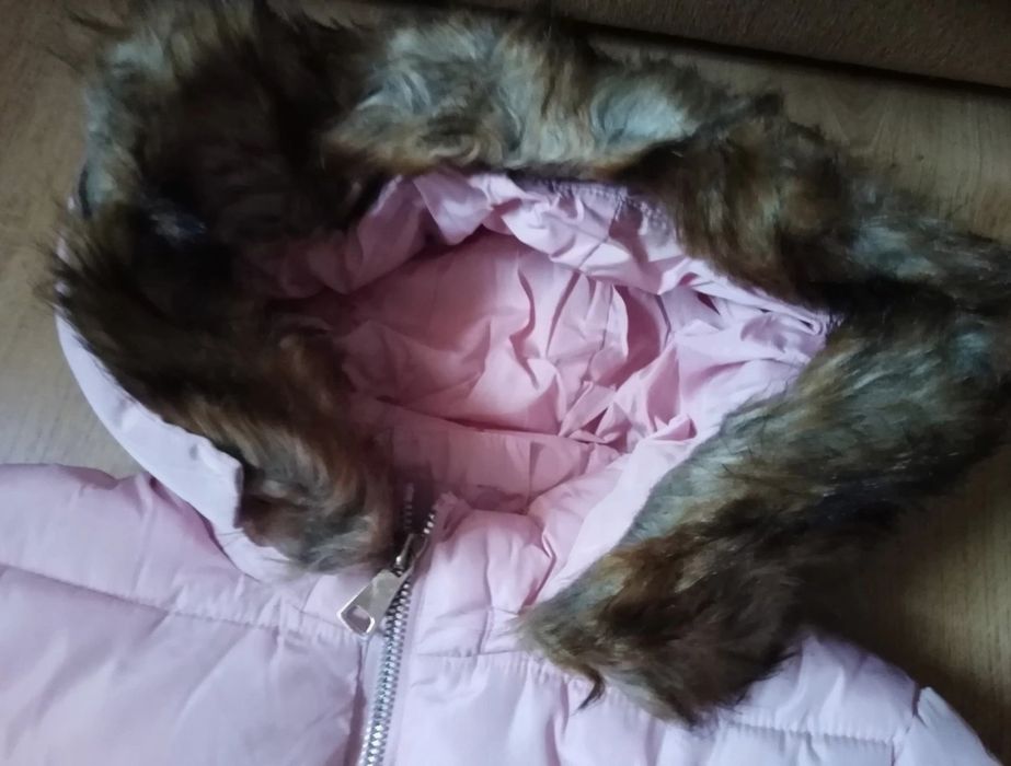 Nowa 42 kurtka zimowa pudrowy róż XL