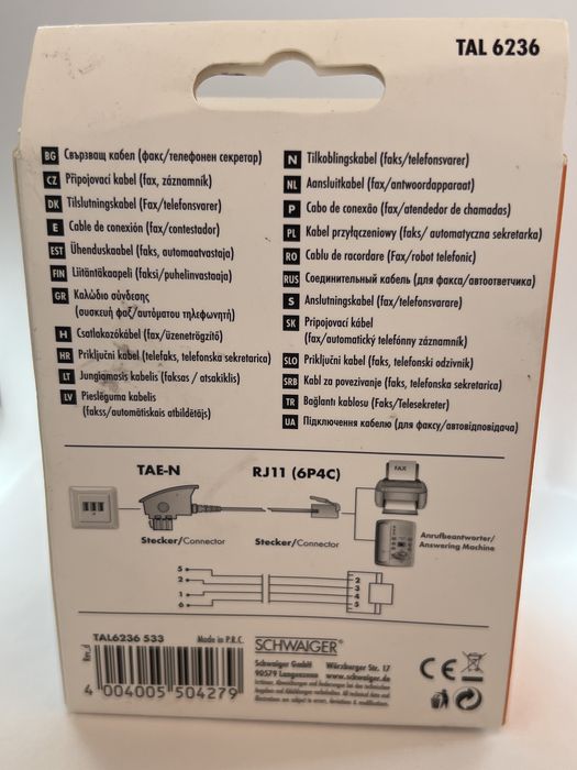 Kabel przylaczeniowy TAL6236 fax/akutkantgczna sekretarka