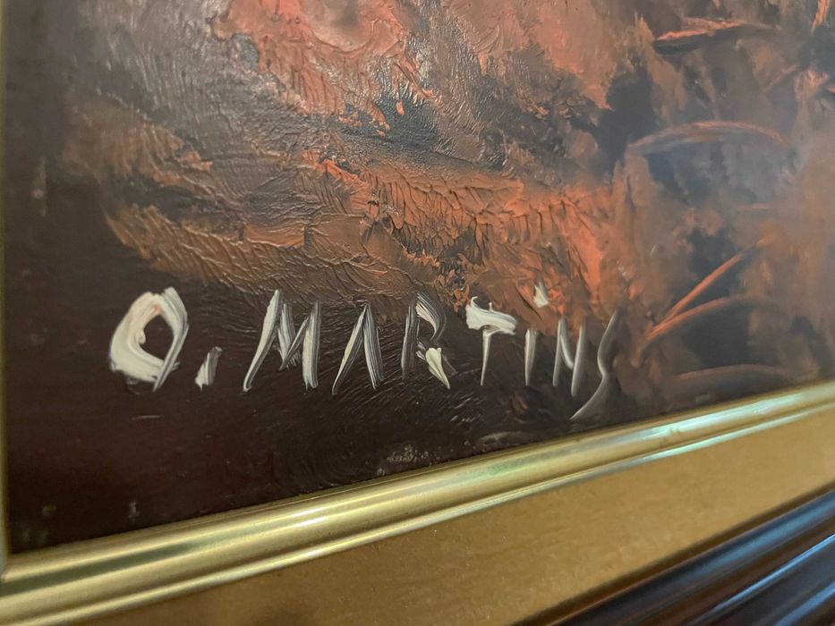 Quadro a Óleo Assinado "O. Martins" com Moldura Clássica