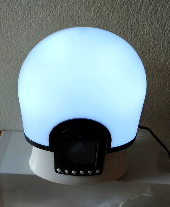 Candeeiro, rádio despertador multifunções novo