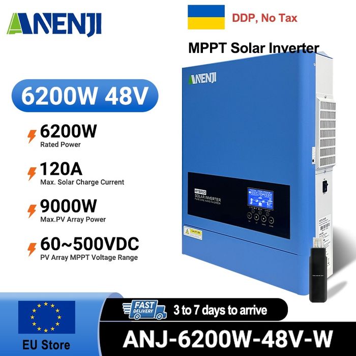 Гібридний інвертор ANENJI ANJ-6200W-48V-W WIFI (48v) 6.2кВт в НАЯВНОСТІ