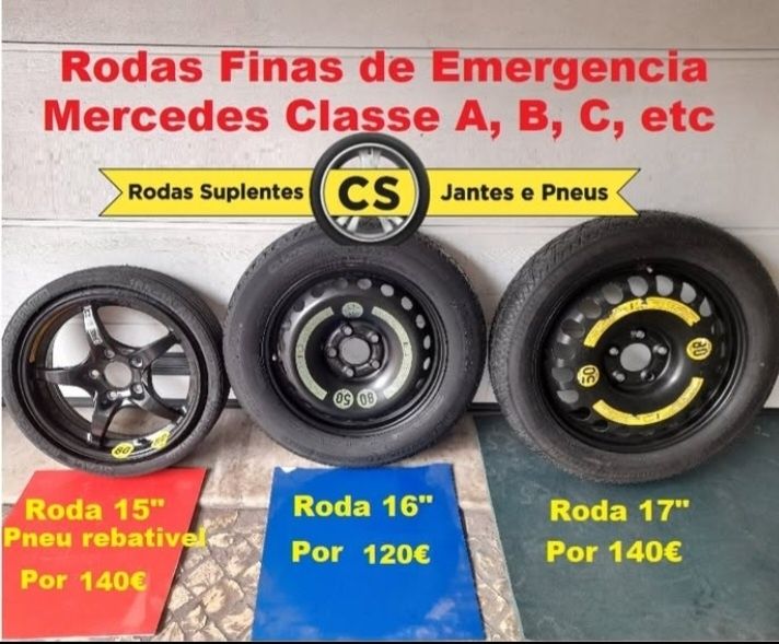 Rodas suplentes Pneus de emergência Mercedes VW Audi Ford Seat  Peugeo