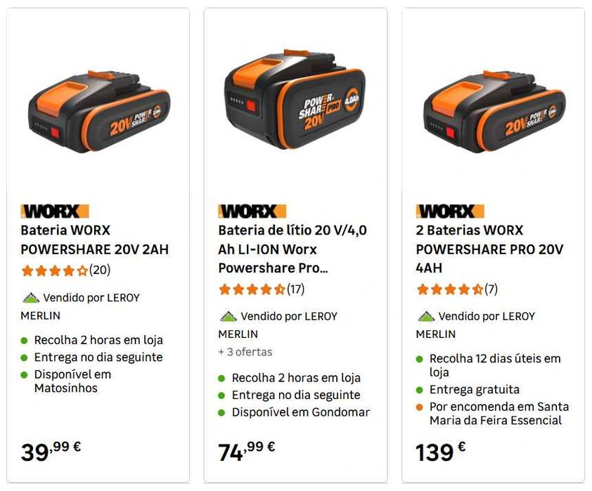 Baterias Worx 20v 8Ah WA3551.1 4 pinos