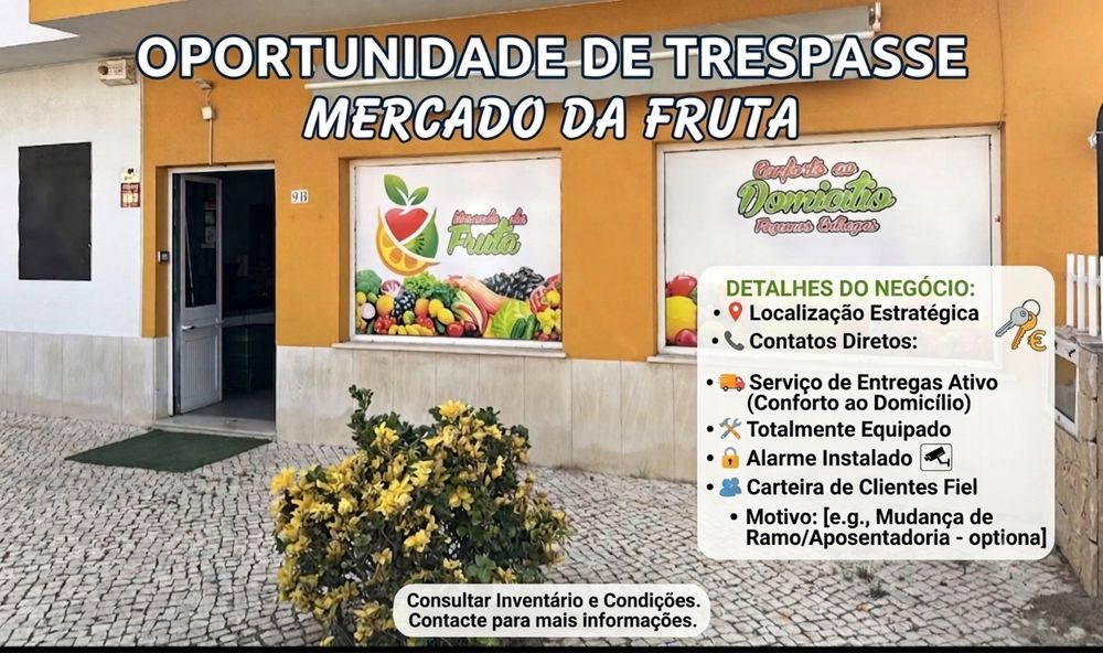 Trespasse de Loja Frutaria urgente