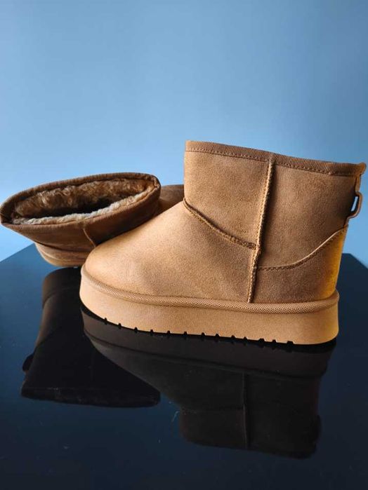 Wyprzedaż Zimowe buty ocieplane styl emu Camel brąz nowe 37