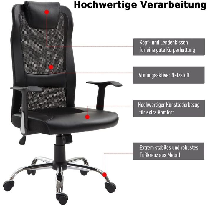 Krzesło biurowy obrotowe z regulacją wysokości ergonomiczne