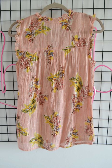 Koszulka bluzka morelowa boho w kwiaty Lost Stock M