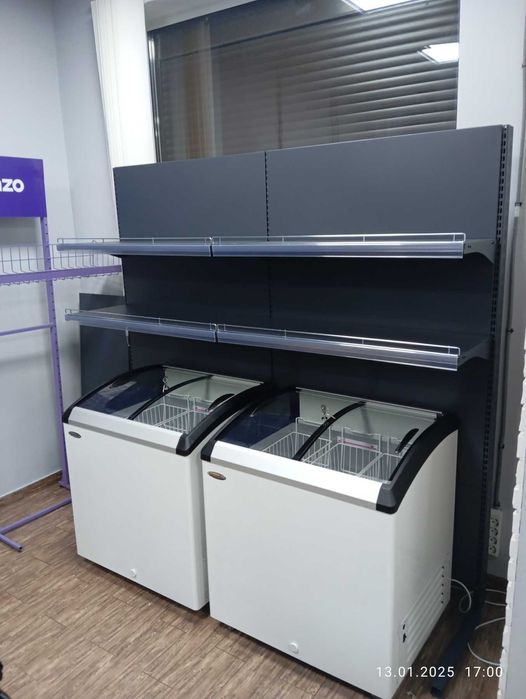 Холодильні регали/вітрини/торгові стелажі/каси/магазин під ключ/наявні